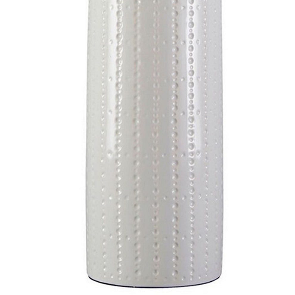 Carved Ceramic Base Table Lamp With Drum Shade Set Of 2 White By Benzara | Desk Lamps | Modishstore - 3