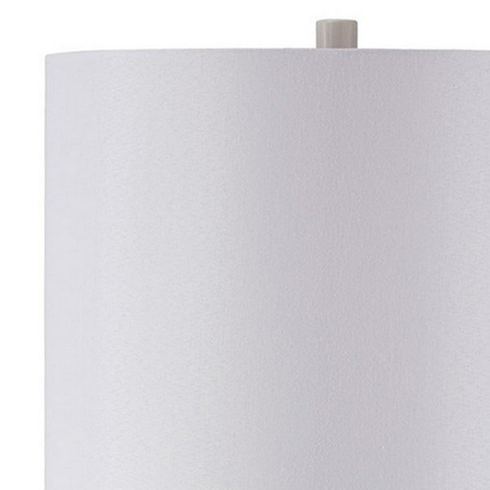 Carved Ceramic Base Table Lamp With Drum Shade Set Of 2 White By Benzara | Desk Lamps | Modishstore - 4