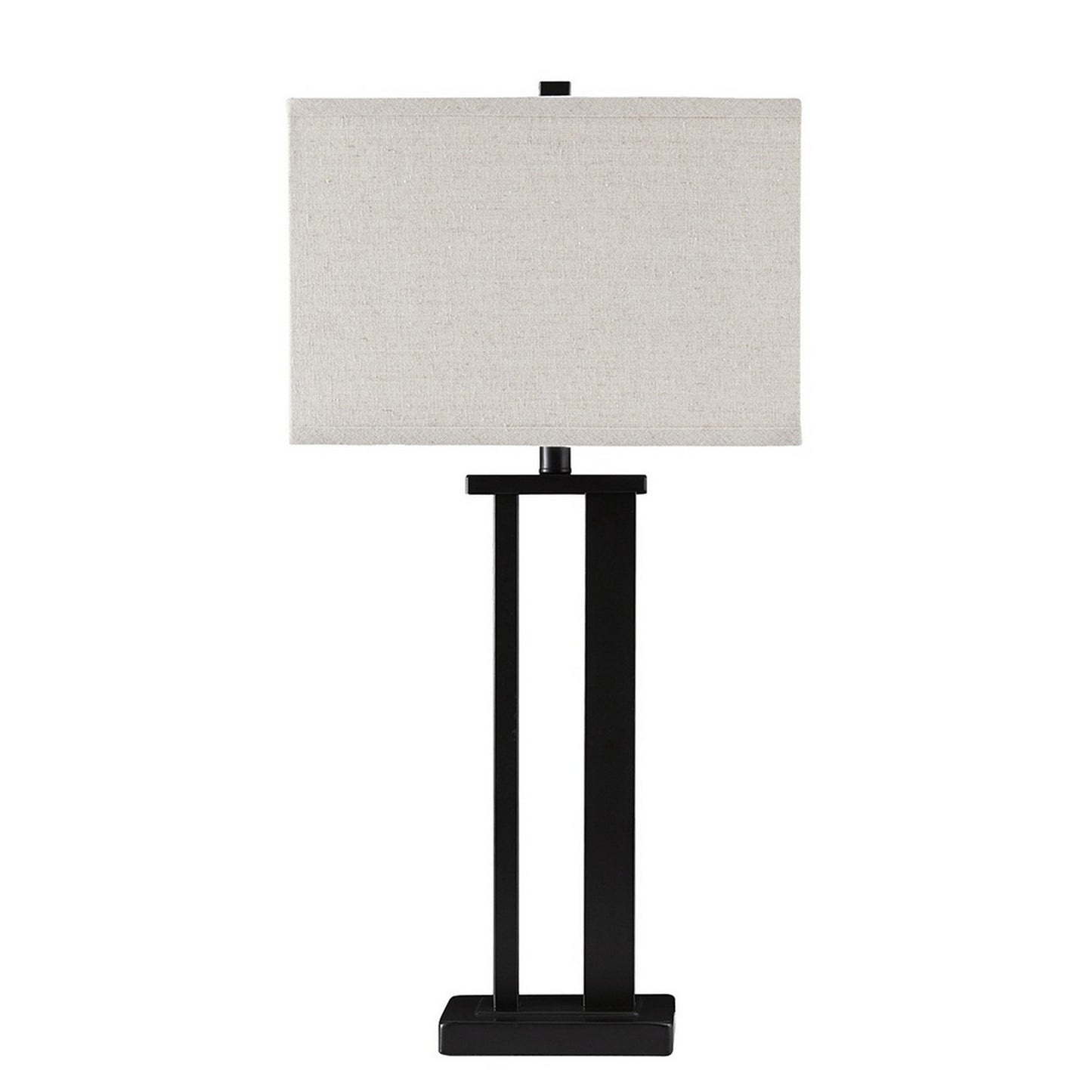 Metal Frame Table Lamp With Hardback Shade Set Of 2 Off White And Bronze By Benzara | Desk Lamps | Modishstore - 4