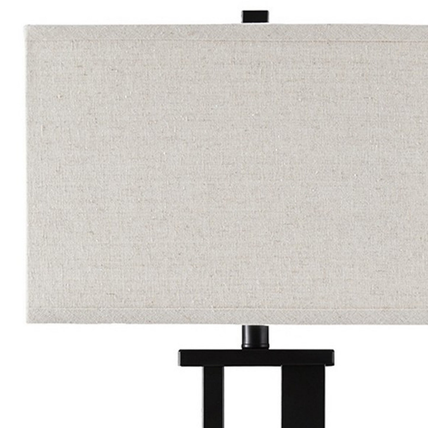 Metal Frame Table Lamp With Hardback Shade Set Of 2 Off White And Bronze By Benzara | Desk Lamps | Modishstore - 2