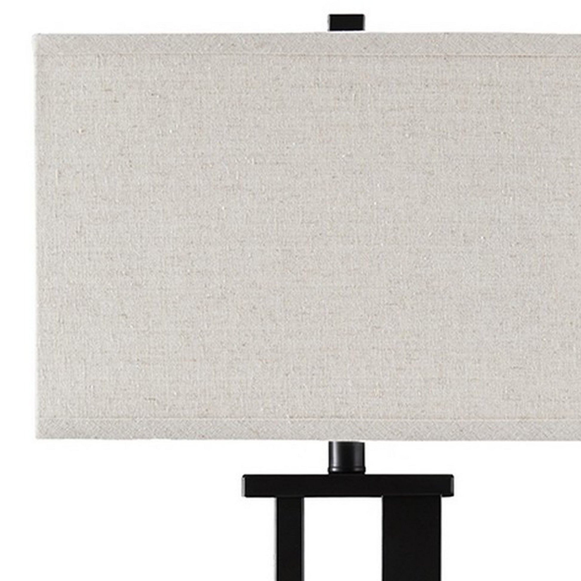 Metal Frame Table Lamp With Hardback Shade Set Of 2 Off White And Bronze By Benzara | Desk Lamps | Modishstore - 2