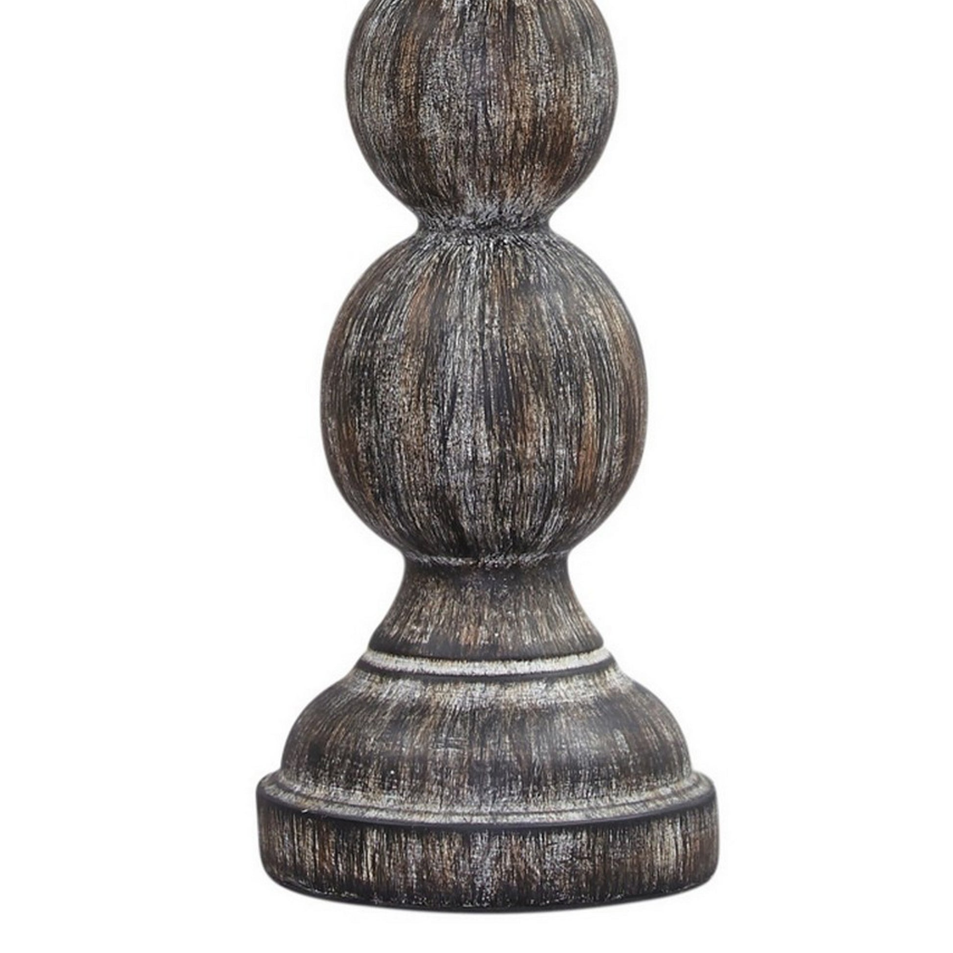 Polyresin Table Lamp With Turned Base Set Of 2 Brown And Off White By Benzara | Desk Lamps | Modishstore - 5