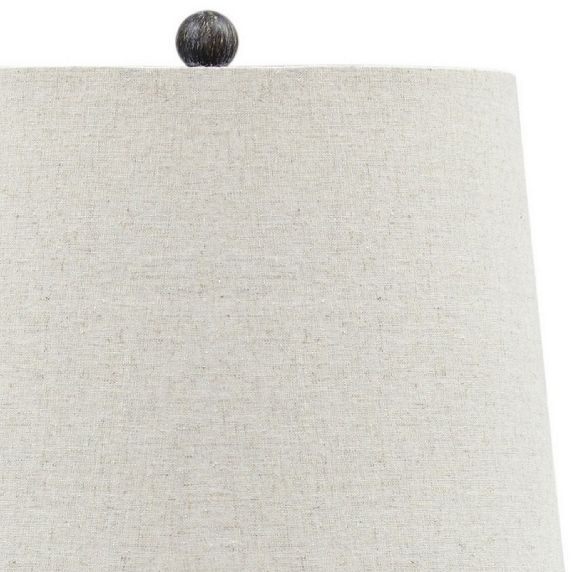 Polyresin Table Lamp With Turned Base Set Of 2 Brown And Off White By Benzara | Desk Lamps | Modishstore - 2