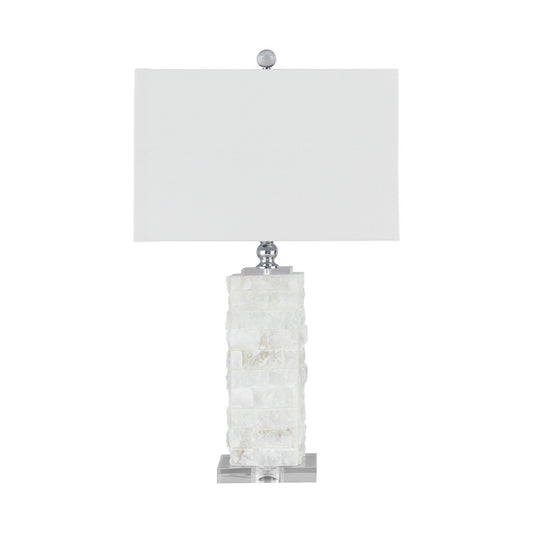 Hardback Shade Table Lamp With Acrylic Base White And Clear By Benzara | Desk Lamps | Modishstore