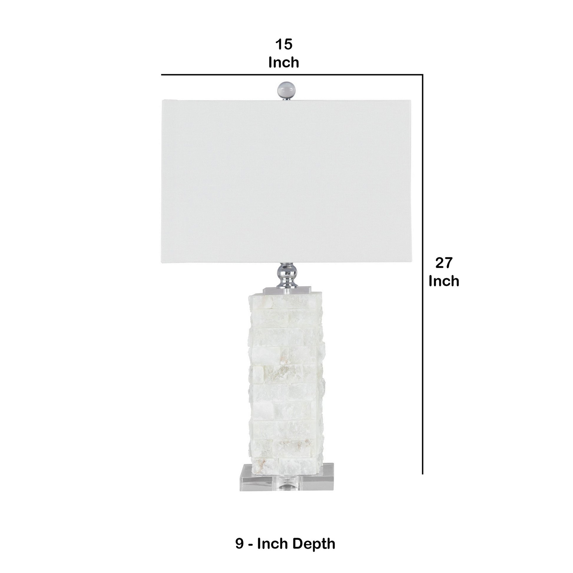 Hardback Shade Table Lamp With Acrylic Base White And Clear By Benzara | Desk Lamps | Modishstore - 5