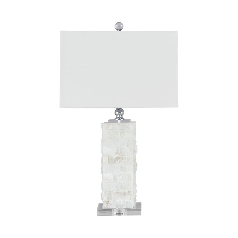 Hardback Shade Table Lamp With Acrylic Base White And Clear By Benzara | Desk Lamps | Modishstore