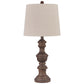 Tapered Fabric Shade Table Lamp With Turned Base Set Of 2 Gray And Brown By Benzara | Desk Lamps | Modishstore - 3