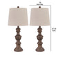 Tapered Fabric Shade Table Lamp With Turned Base Set Of 2 Gray And Brown By Benzara | Desk Lamps | Modishstore - 2