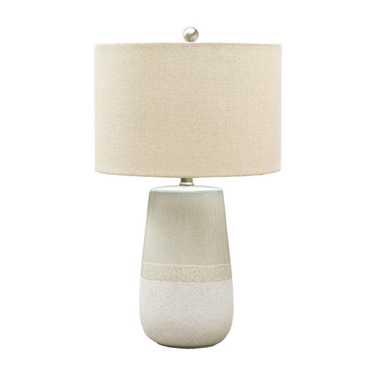 Speckled Ceramic Base Table Lamp With Drum Shade Beige By Benzara | Desk Lamps | Modishstore
