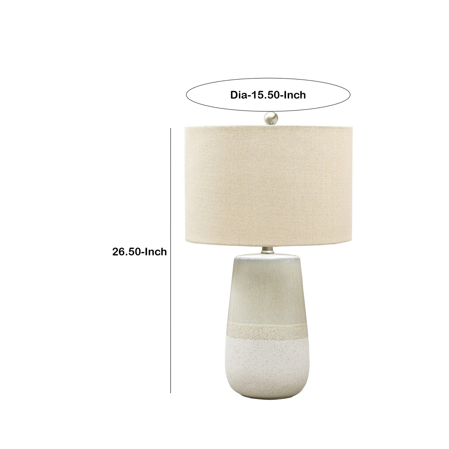 Speckled Ceramic Base Table Lamp With Drum Shade Beige By Benzara | Desk Lamps | Modishstore - 4
