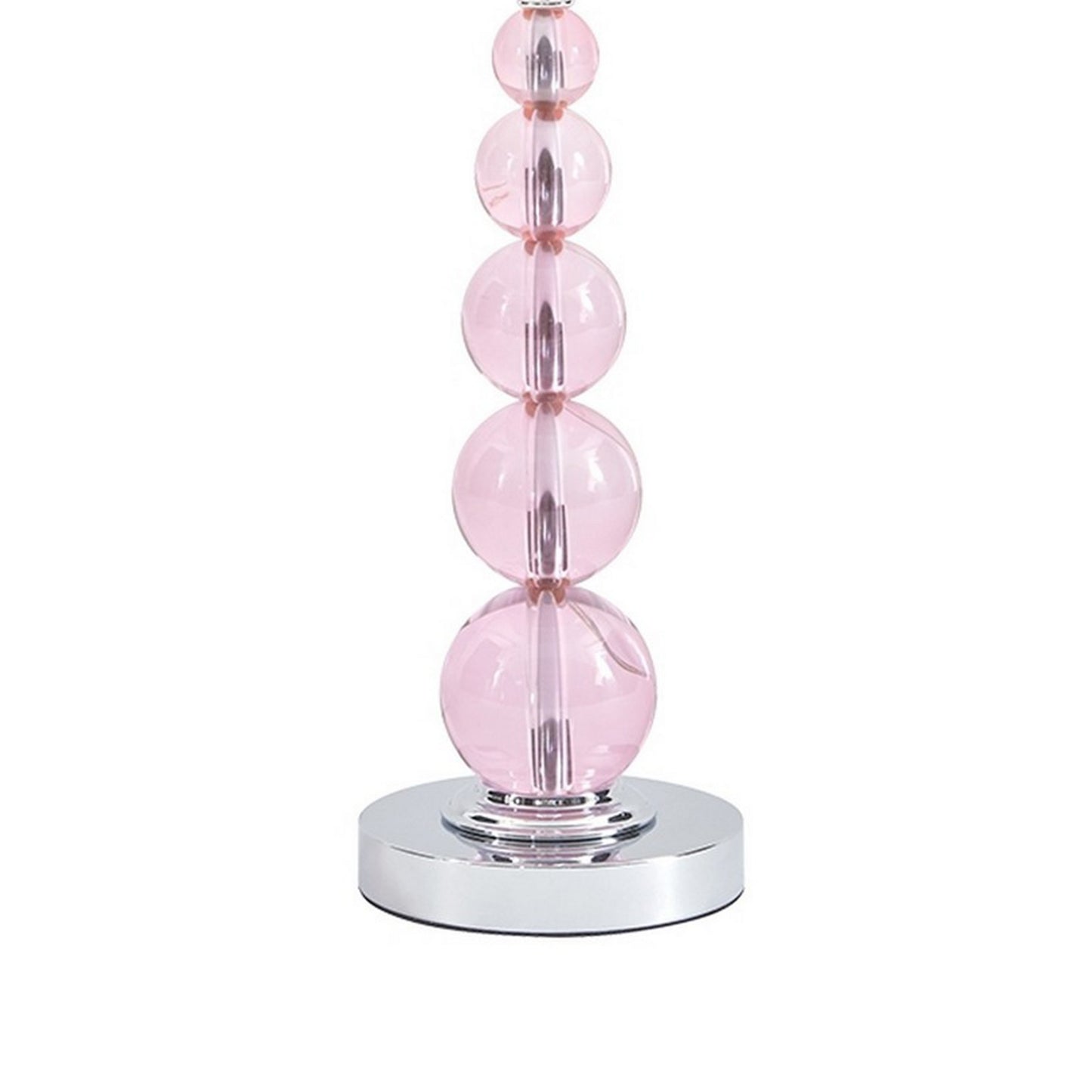 Hardback Shade Table Lamp With Crystal Accents Pink By Benzara | Desk Lamps | Modishstore - 3