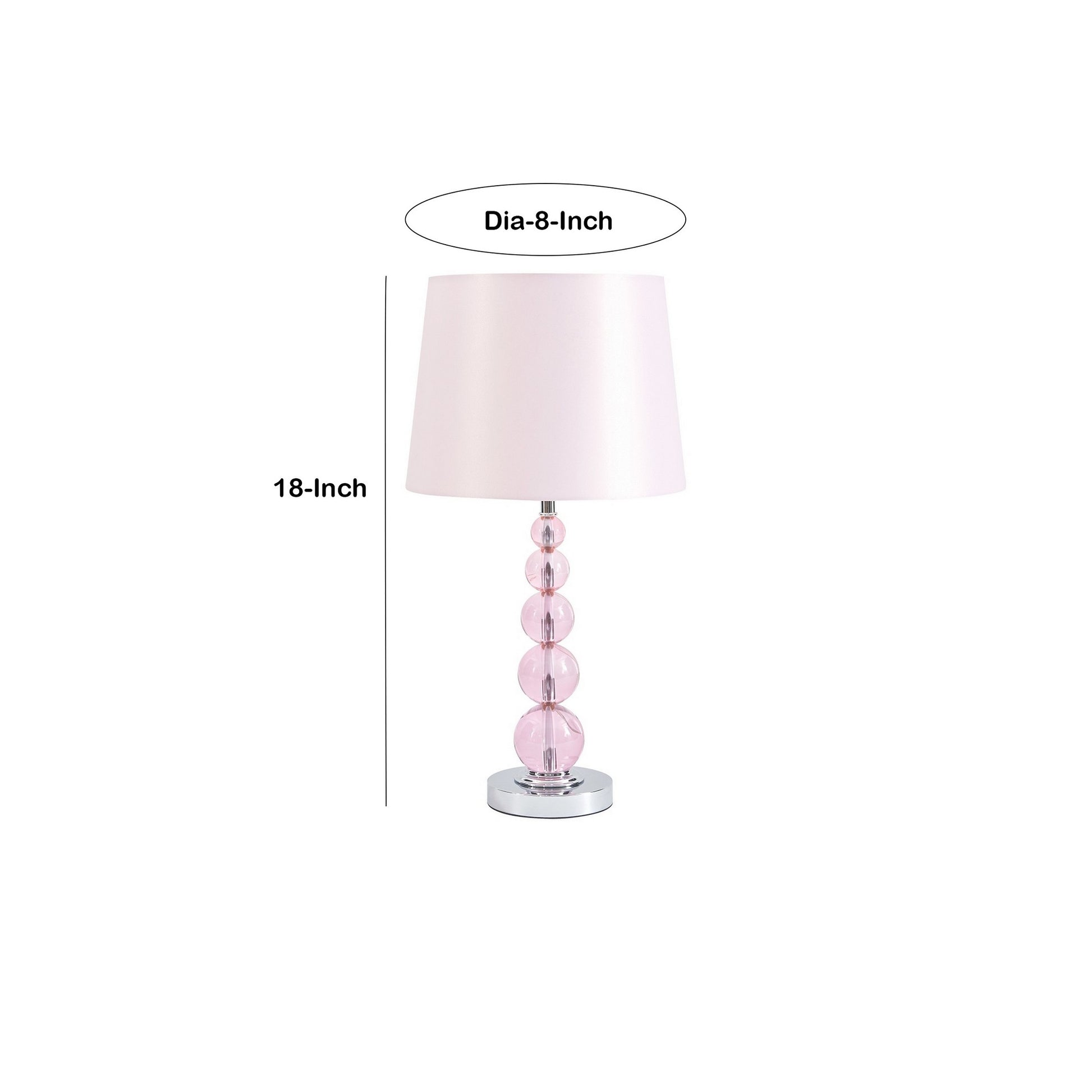 Hardback Shade Table Lamp With Crystal Accents Pink By Benzara | Desk Lamps | Modishstore - 5