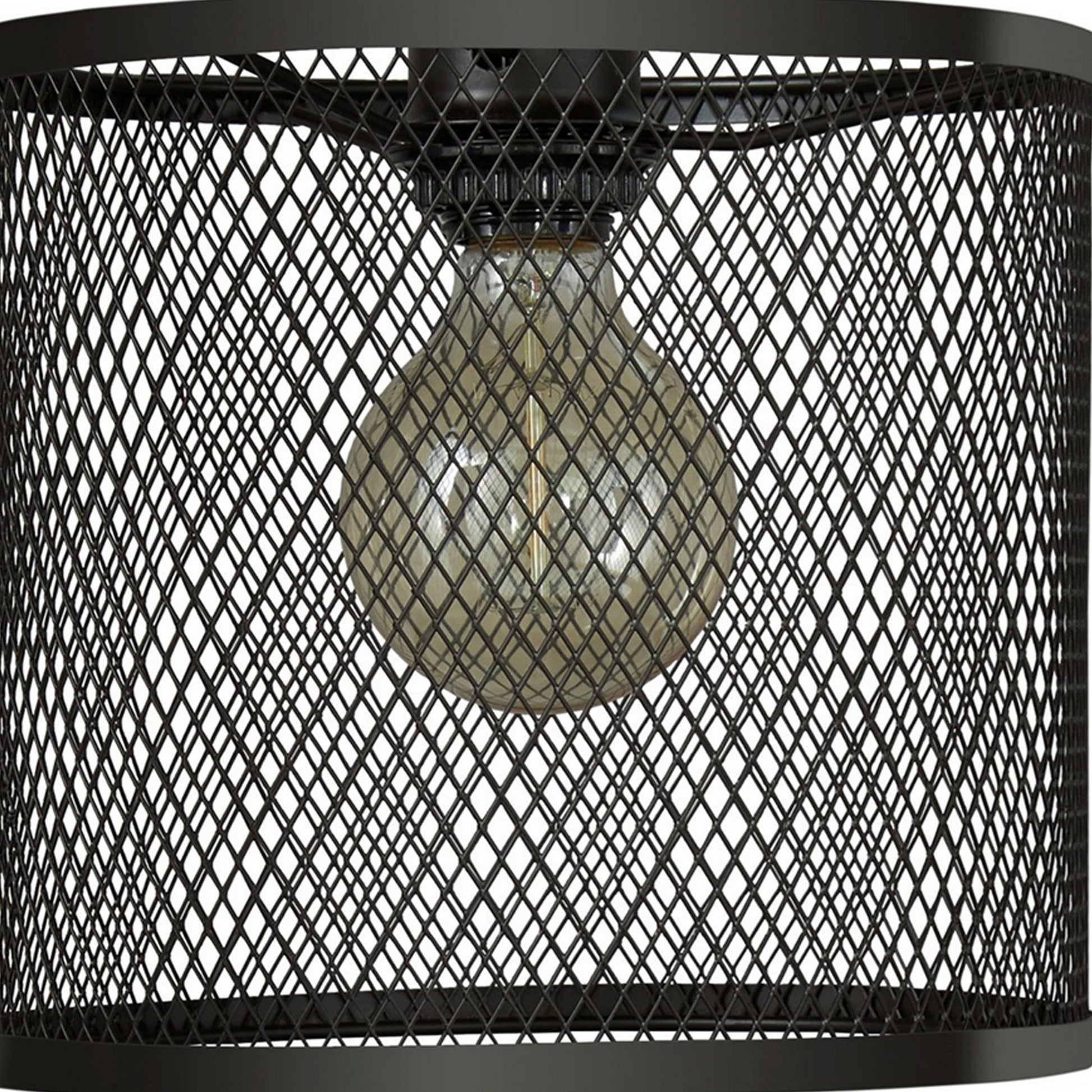 Caged Metal Drum Shade Desk Lamp With Usb Dock Black By Benzara | Desk Lamps | Modishstore - 2