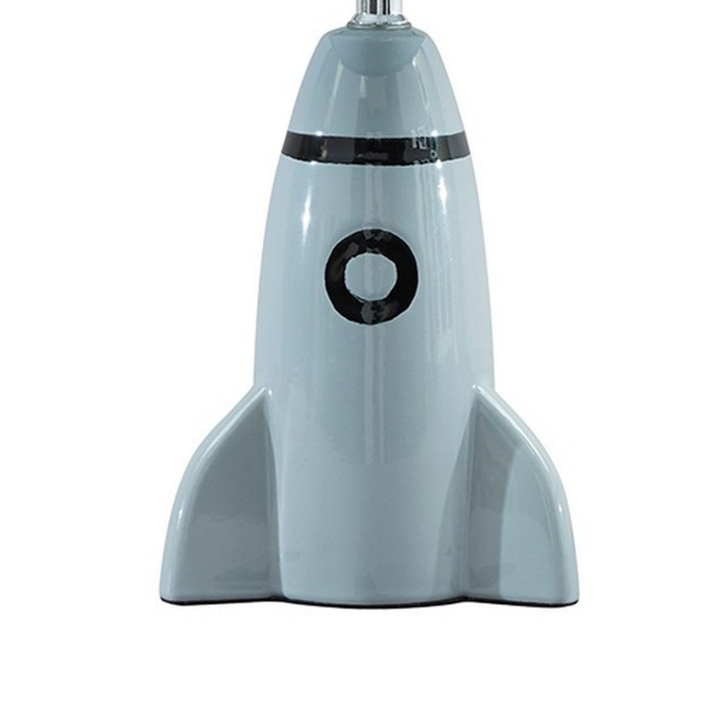 Rocket Ceramic Base Table Lamp With Fabric Shade Black And Gray By Benzara | Desk Lamps | Modishstore - 3