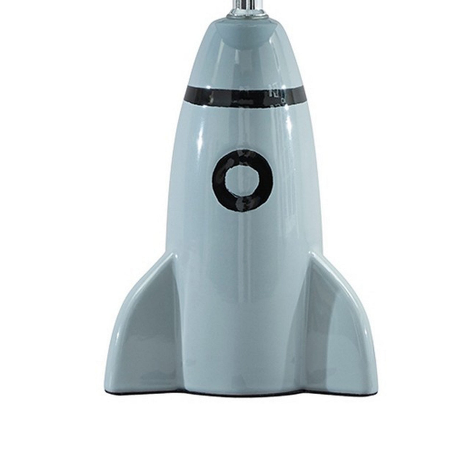 Rocket Ceramic Base Table Lamp With Fabric Shade Black And Gray By Benzara | Desk Lamps | Modishstore - 3