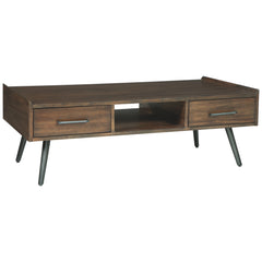 17 Inch 2 Drawer Rectangular Wooden Cocktail Table Brown By Benzara