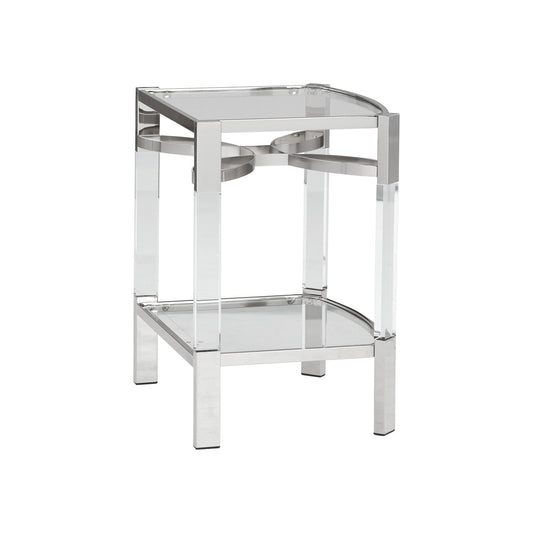 26 Inch Metal And Acrylic Accent Table Silver And Clear By Benzara | Accent Tables | Modishstore