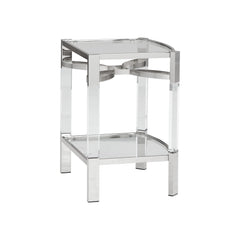 26 Inch Metal And Acrylic Accent Table Silver And Clear By Benzara