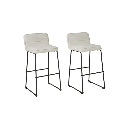 Channel Stitched Low Fabric Barstool With Sled Base Set Of 2 Gray By Benzara | Bar Stools & Tables | Modishstore