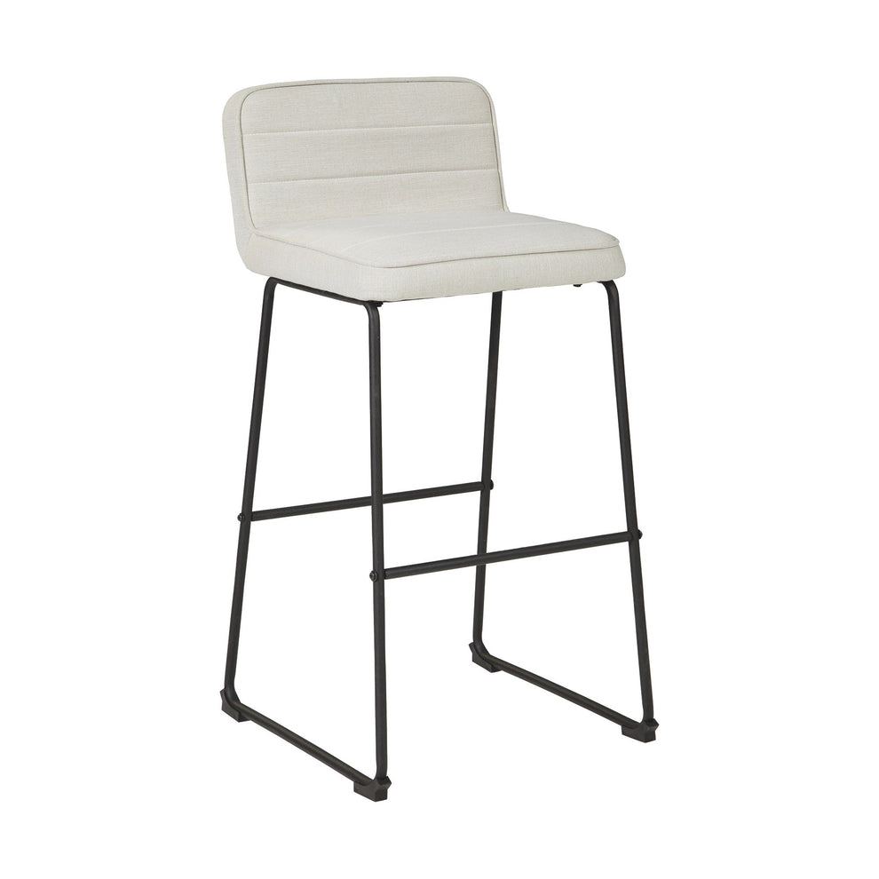 Channel Stitched Low Fabric Barstool With Sled Base Set Of 2 Gray By Benzara | Bar Stools & Tables | Modishstore - 2