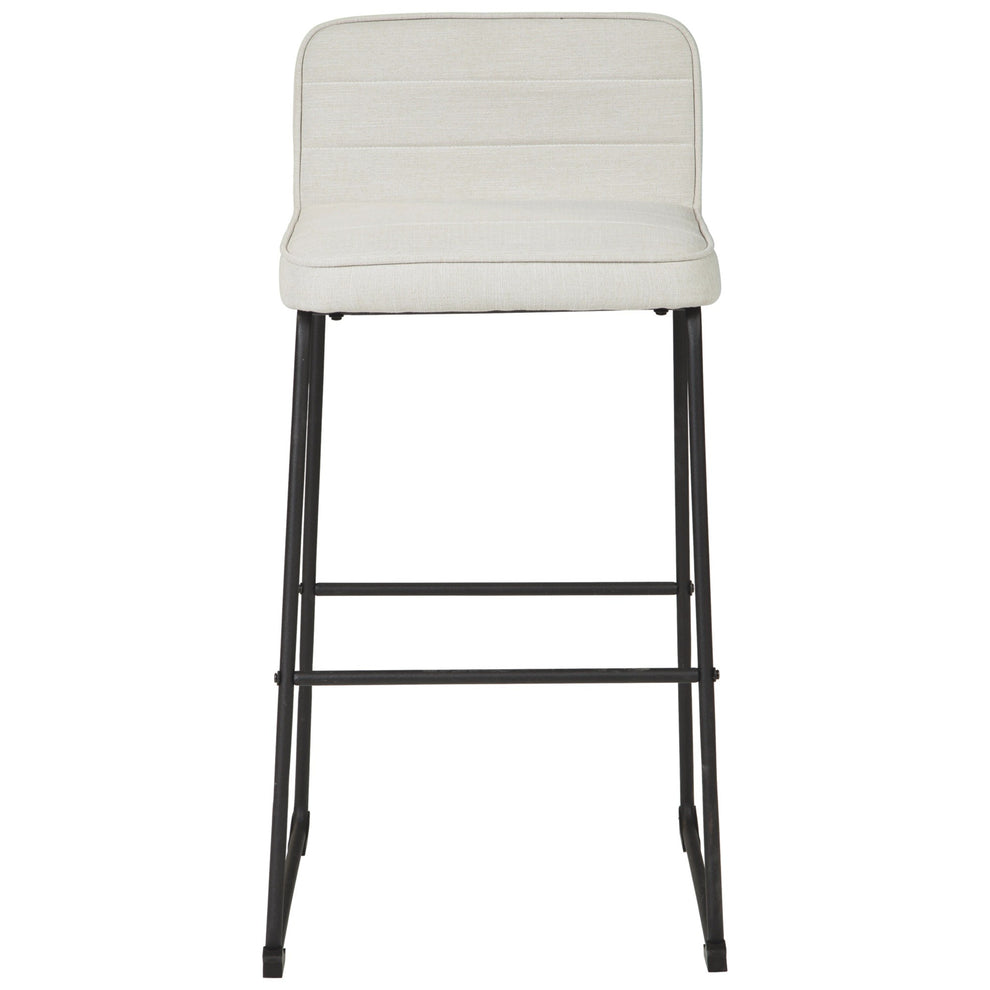 Channel Stitched Low Fabric Barstool With Sled Base Set Of 2 Gray By Benzara | Bar Stools & Tables | Modishstore - 3