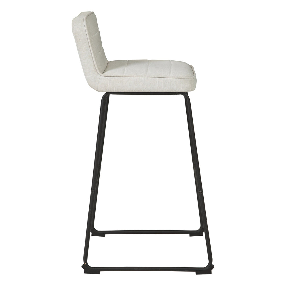 Channel Stitched Low Fabric Barstool With Sled Base Set Of 2 Gray By Benzara | Bar Stools & Tables | Modishstore - 4