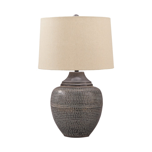 Metal Table Lamp With Urn Shape Base Brown By Benzara | Desk Lamps | Modishstore