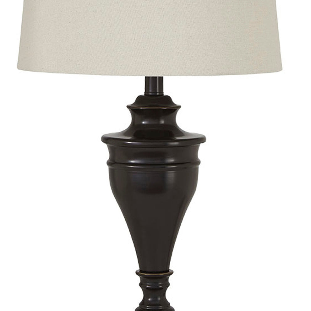 Metal Table Lamp With Turned Pedestal Base Set Of 2 Bronze By Benzara | Desk Lamps | Modishstore - 2