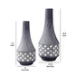 Pot Bellied Ceramic Vase With Diamond Pattern Set Of 2 Black And White By Benzara | Vases | Modishstore - 2