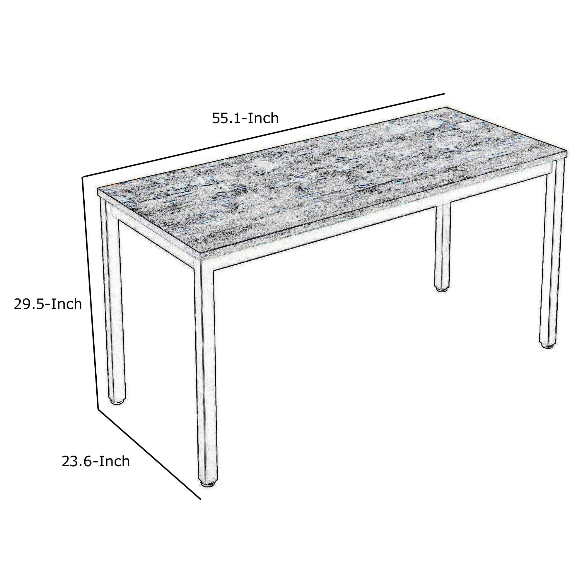 55 Inches Adjustable Feet Metal Frame Office Desk Brown And Black By Benzara | Desks | Modishstore - 5
