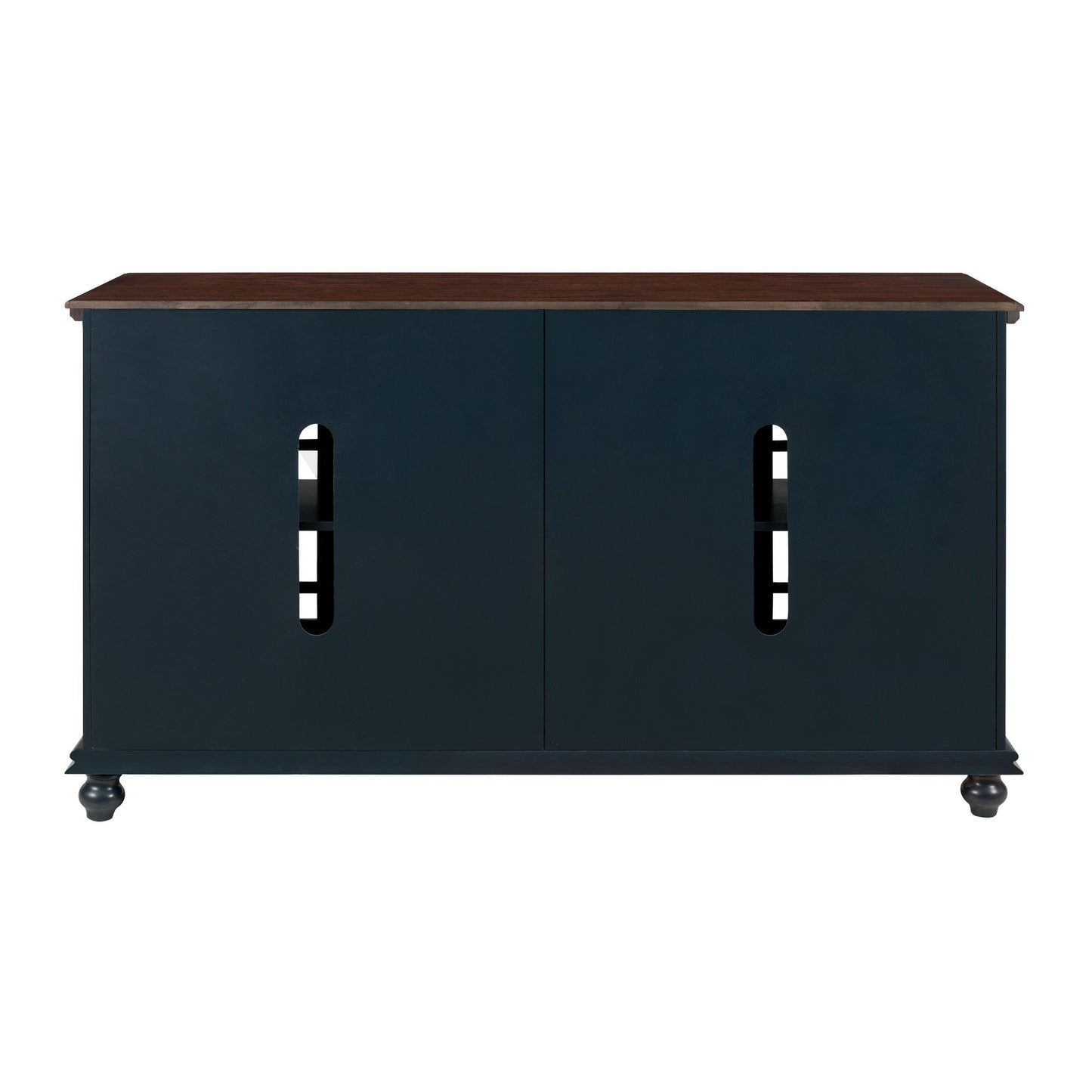 63 Inch Traditional Wooden Tv Stand With Turned Leg Brown And Blue By Benzara | Cabinets | Modishstore