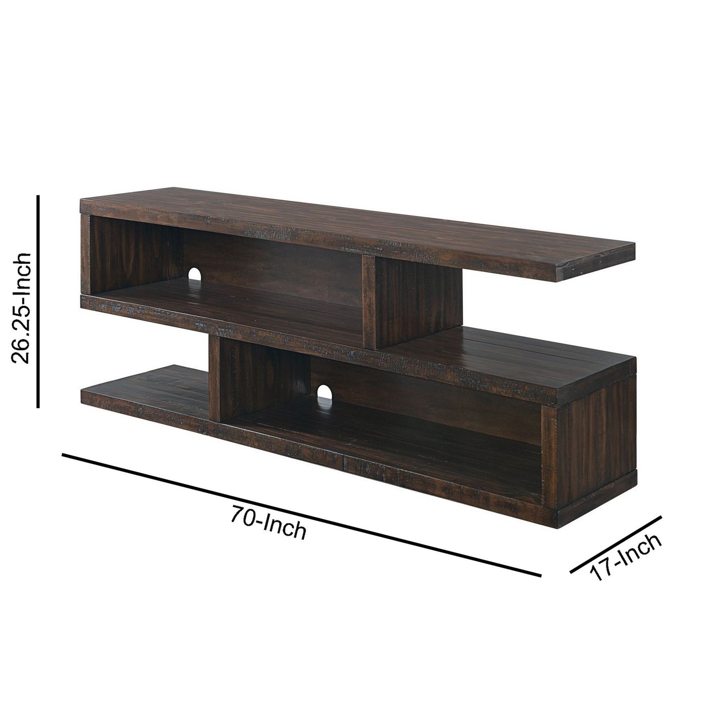70 Inch Contemporary Wooden Tv Stand With Flat Base Brown By Benzara | Cabinets | Modishstore - 4