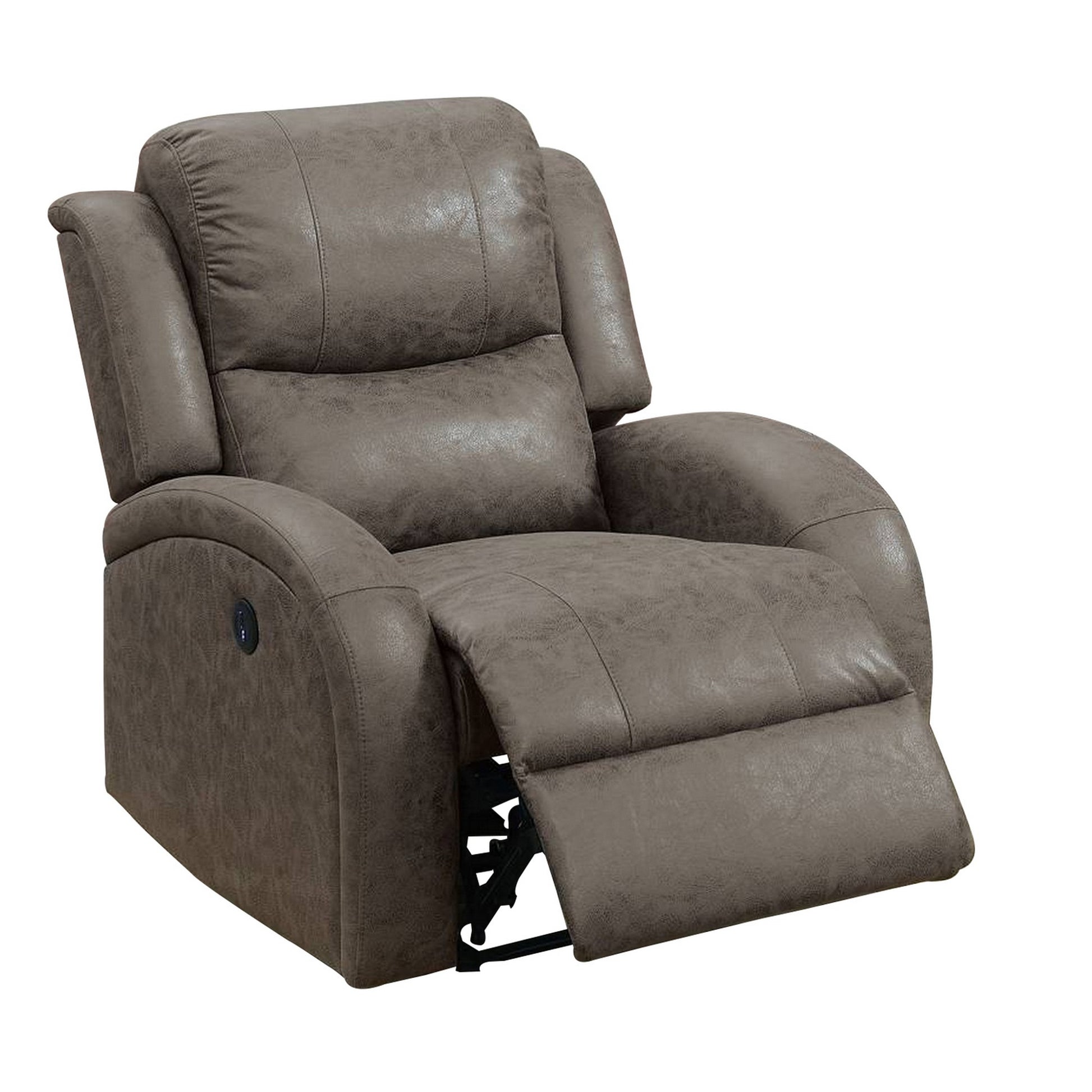40 Inch Leatherette Power Recliner With Usb Port Brown By Benzara | Chairs & Recliners | Modishstore