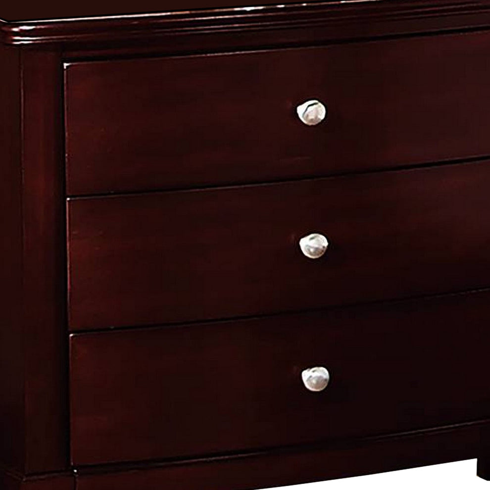 26 Inches 3 Drawer Wooden Nightstand With Chamfered Legs Brown By Benzara | Nightstands | Modishstore - 4