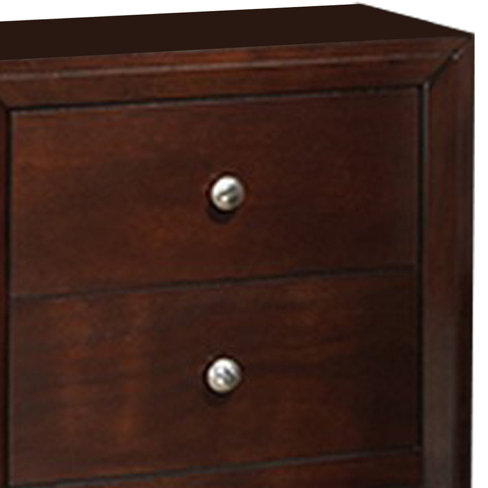 24 Inches 2 Drawer Wooden Nightstand With Metal Pulls Brown By Benzara | Nightstands | Modishstore - 5