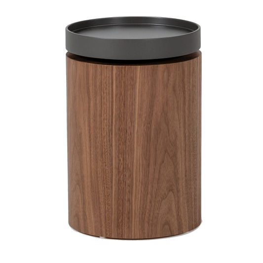 Round Elevated Top End Table With Wooden Drum Base, Brown And Gray By Benzara | End Tables | Modishstore