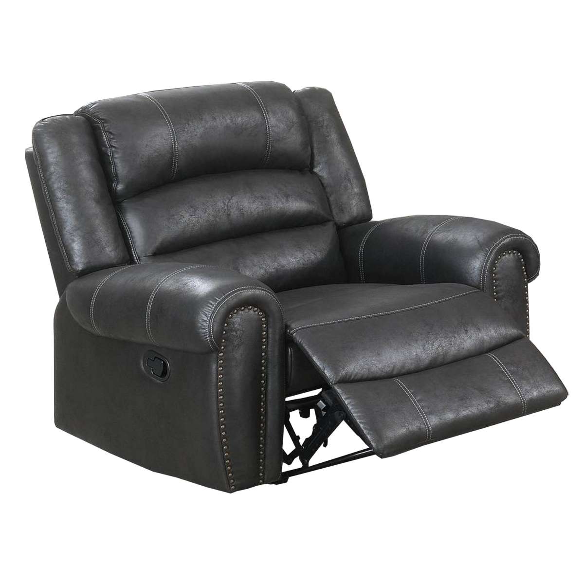Leatherette Manual Motion Recliner With Tufted Back, Black By Benzara | Chairs & Recliners |  Modishstore 