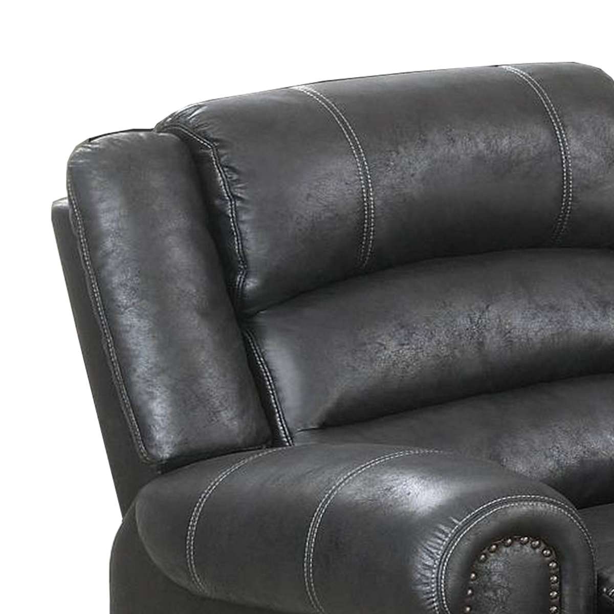 Leatherette Manual Motion Recliner With Tufted Back, Black By Benzara | Chairs & Recliners |  Modishstore  - 5