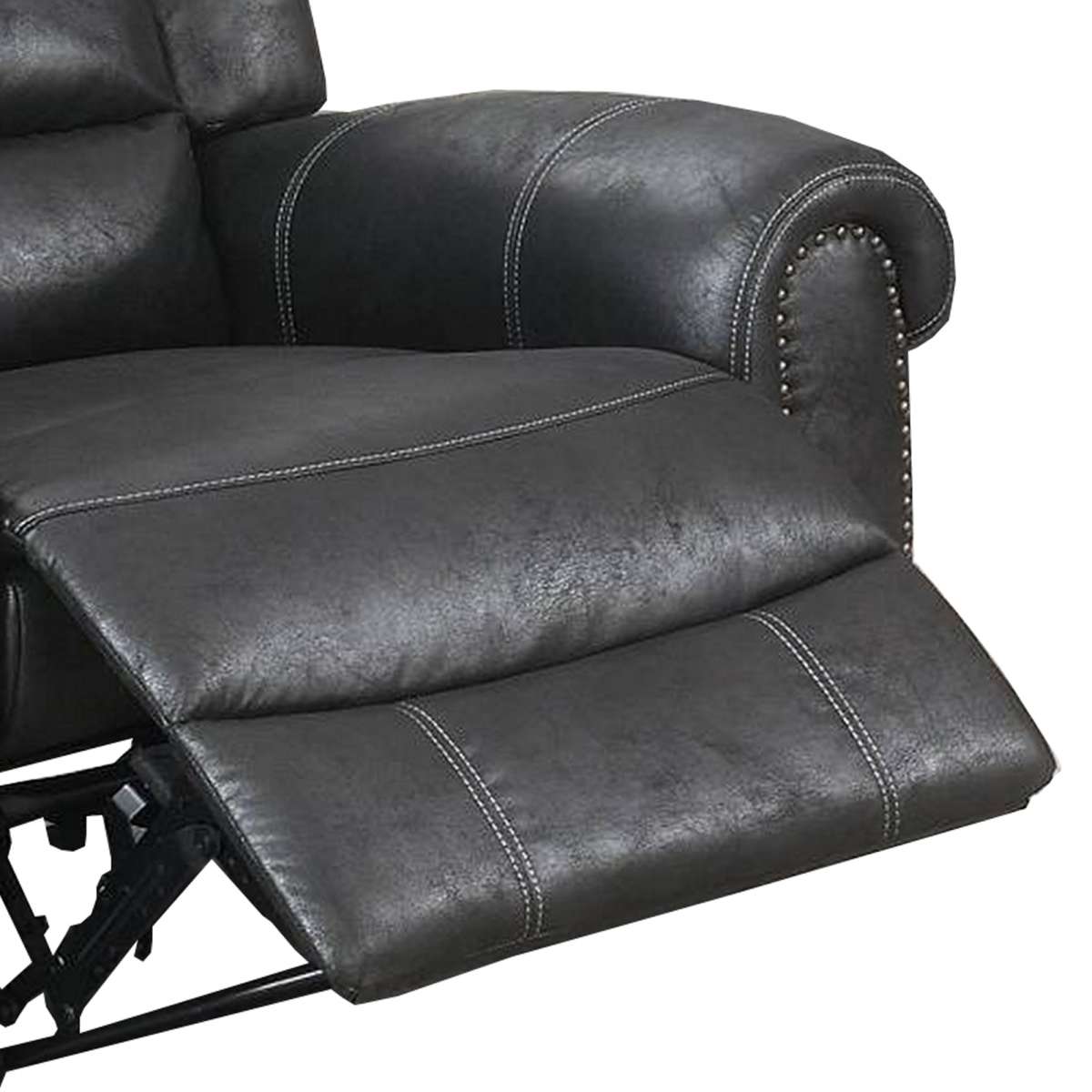 Leatherette Manual Motion Recliner With Tufted Back, Black By Benzara | Chairs & Recliners |  Modishstore  - 4