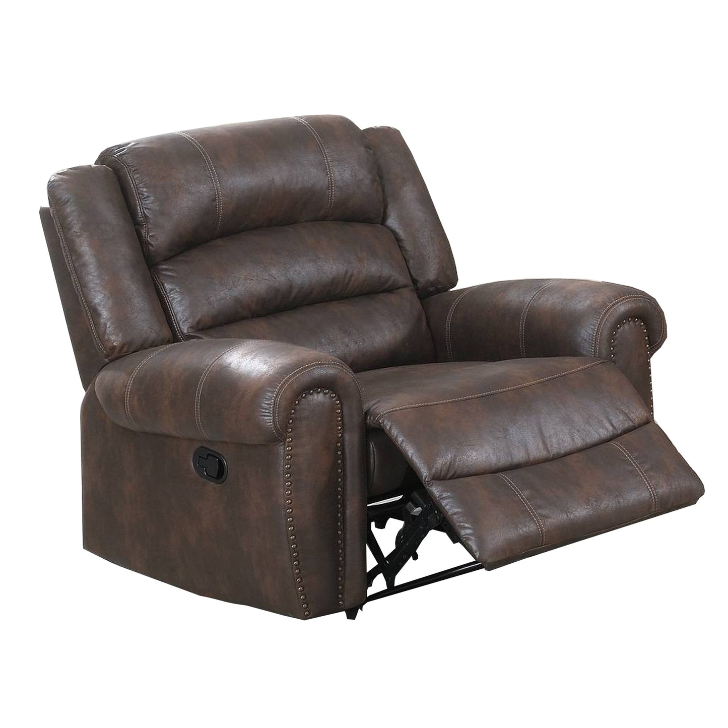 Leatherette Manual Motion Recliner With Tufted Back, Brown By Benzara | Chairs & Recliners | Modishstore