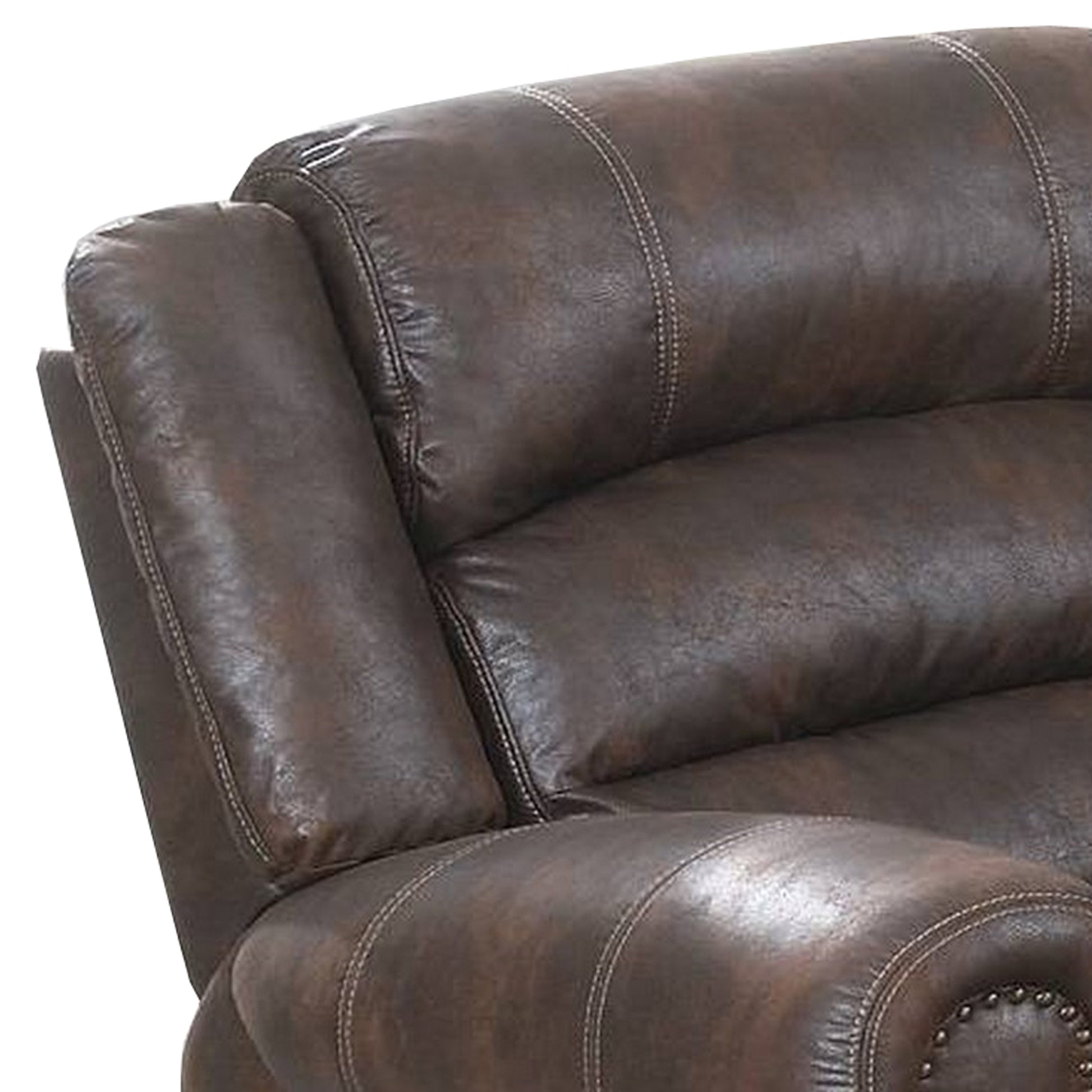Leatherette Manual Motion Recliner With Tufted Back, Brown By Benzara | Chairs & Recliners | Modishstore - 2