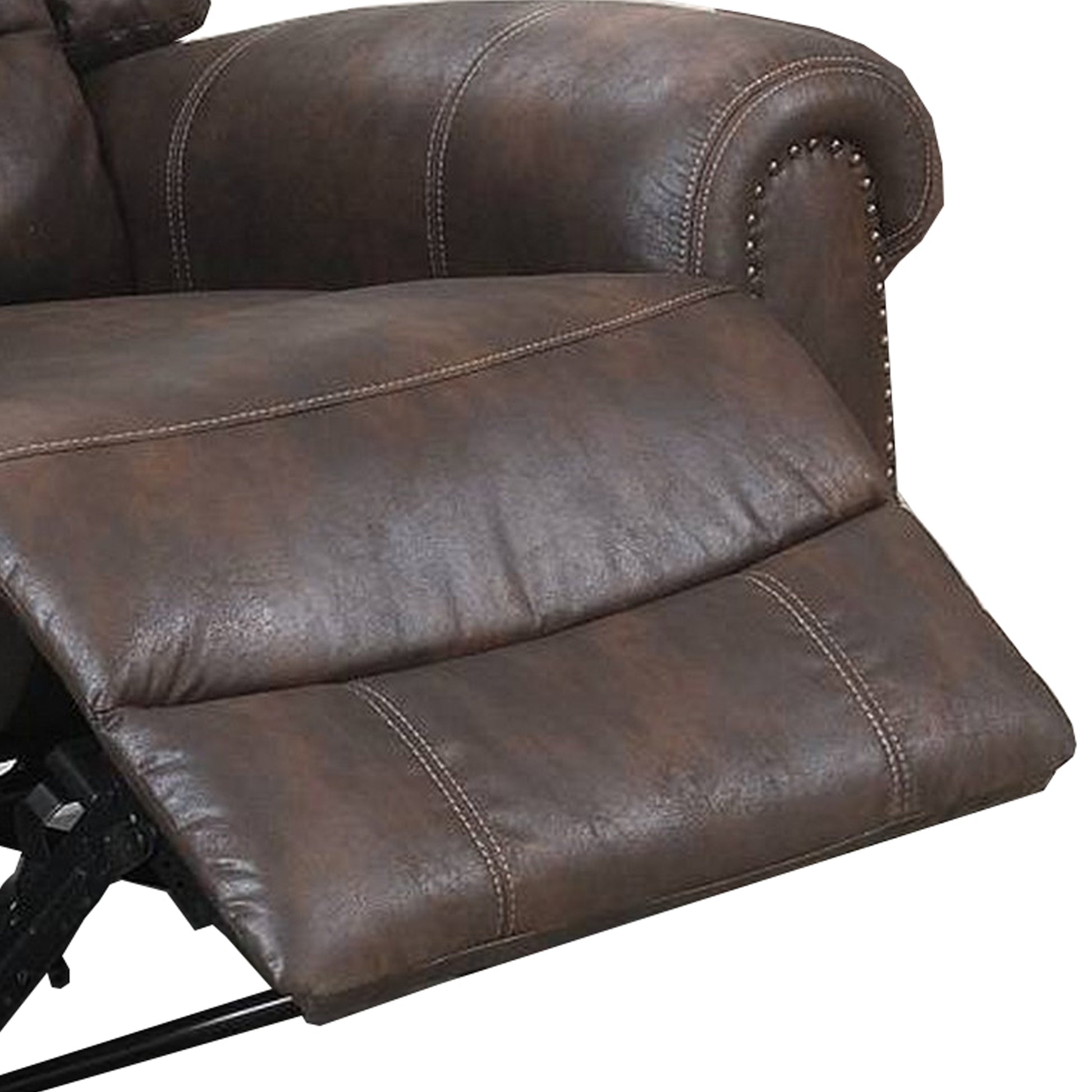 Leatherette Manual Motion Recliner With Tufted Back, Brown By Benzara | Chairs & Recliners | Modishstore - 3