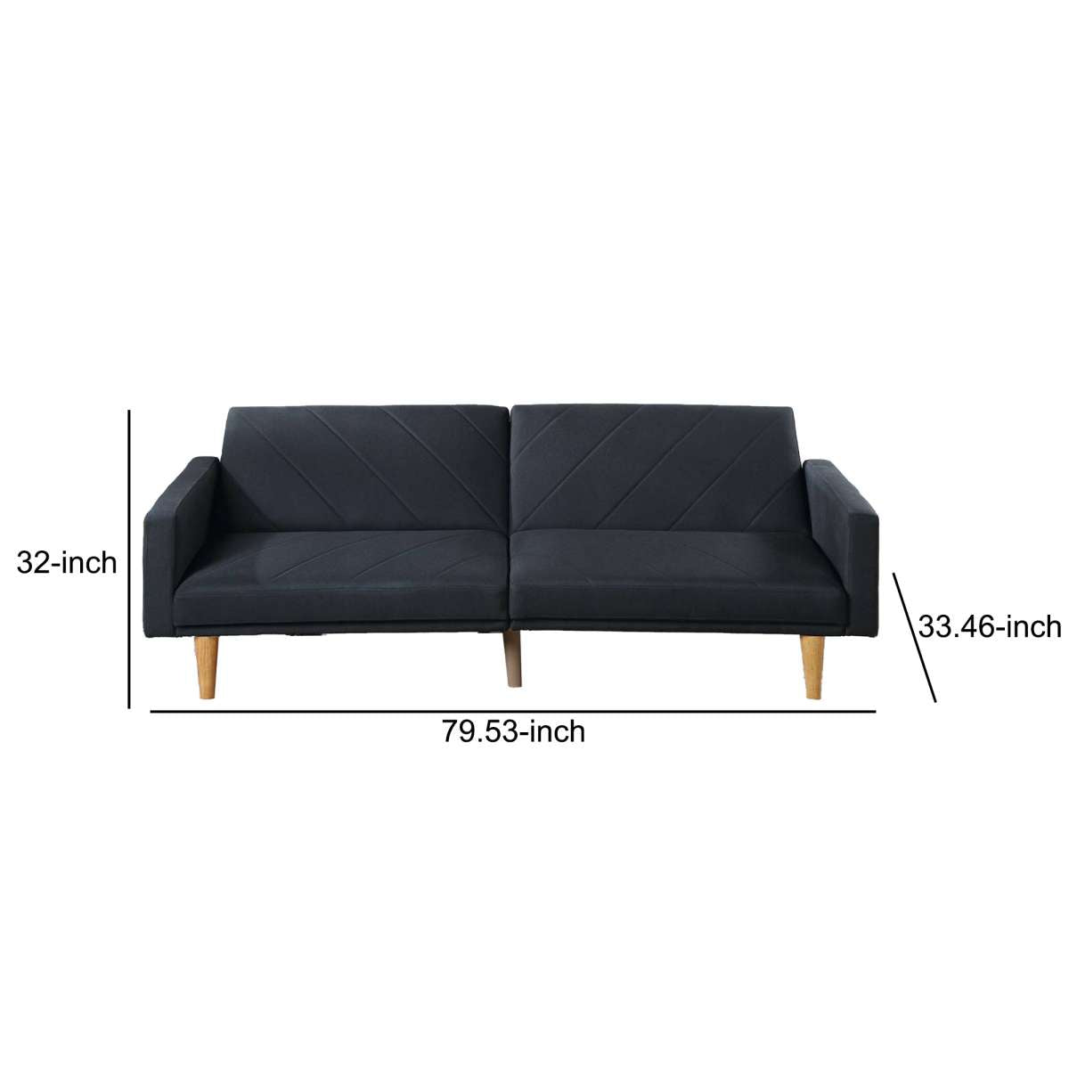Fabric Adjustable Sofa With Chevron Pattern And Splayed Legs, Black By Benzara | Sofas |  Modishstore  - 2