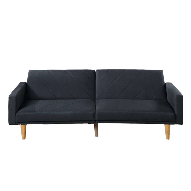 Fabric Adjustable Sofa With Chevron Pattern And Splayed Legs, Black By Benzara | Sofas |  Modishstore 