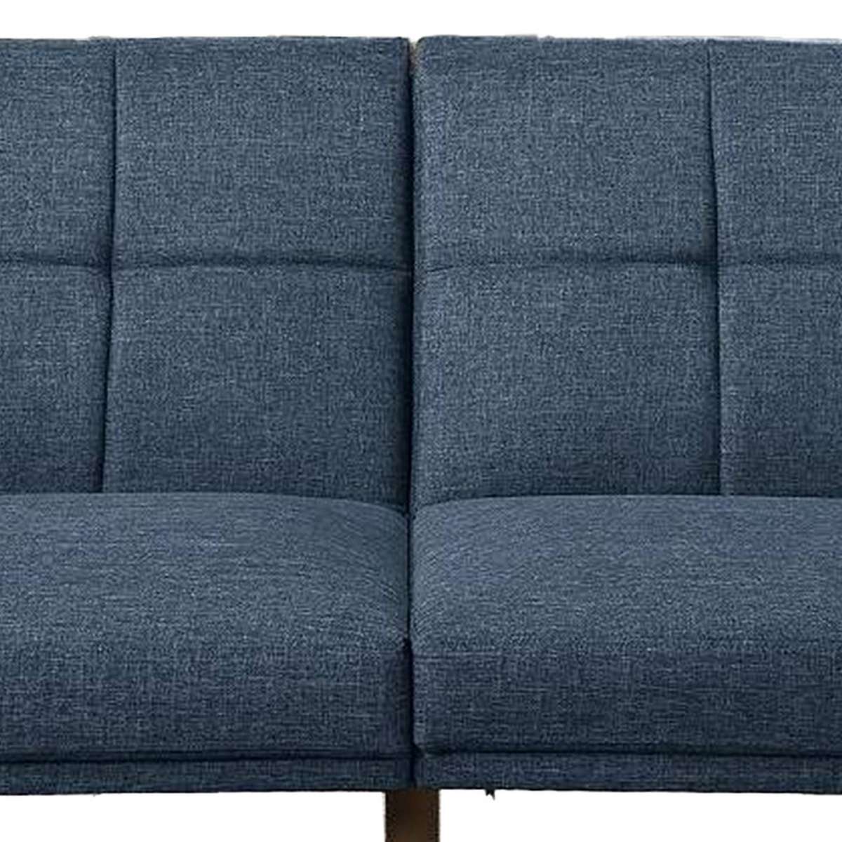 Fabric Adjustable Sofa With Square Tufted Back, Blue By Benzara | Sofas |  Modishstore  - 4