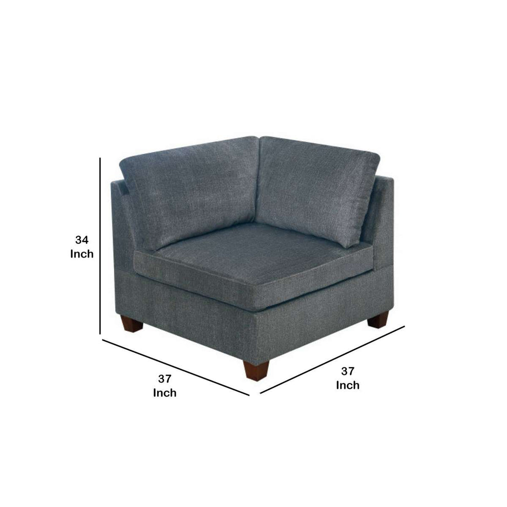 37 Inches Fabric Upholstered Wooden Corner Wedge, Gray By Benzara | Lounge Chairs |  Modishstore  - 2