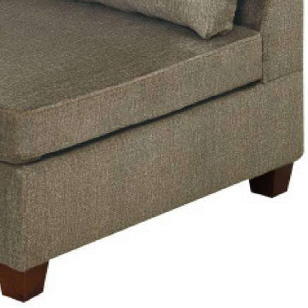37 Inches Fabric Upholstered Wooden Corner Wedge, Taupe Brown By Benzara | Lounge Chairs |  Modishstore  - 3