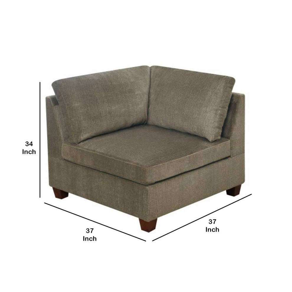 37 Inches Fabric Upholstered Wooden Corner Wedge, Taupe Brown By Benzara | Lounge Chairs |  Modishstore  - 2