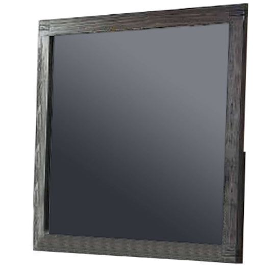 Wall Mirror With Rectangular Frame And Natural Wood Grain Details, Dark Brown By Benzara | Mirrors |  Modishstore 