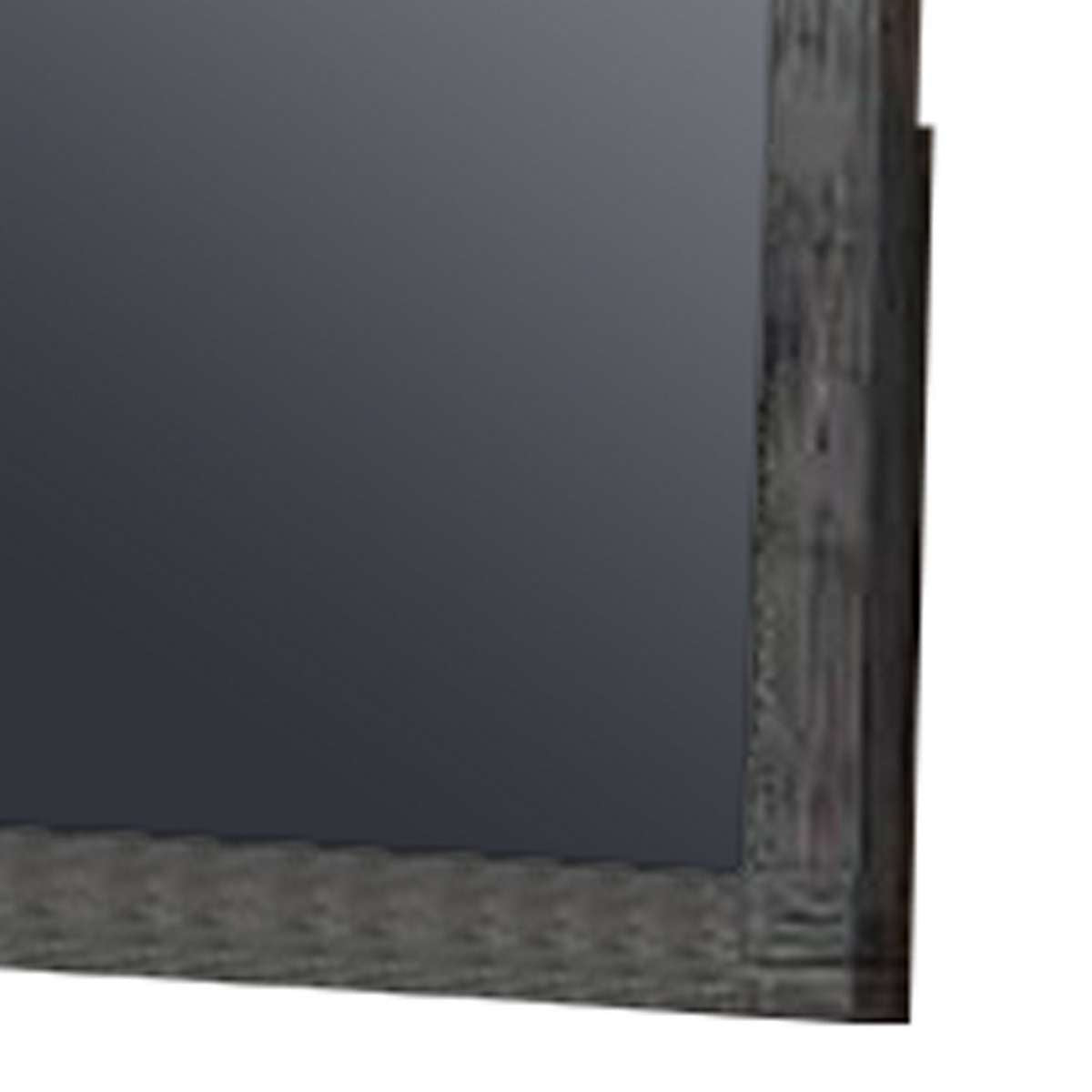 Wall Mirror With Rectangular Frame And Natural Wood Grain Details, Dark Brown By Benzara | Mirrors |  Modishstore  - 4